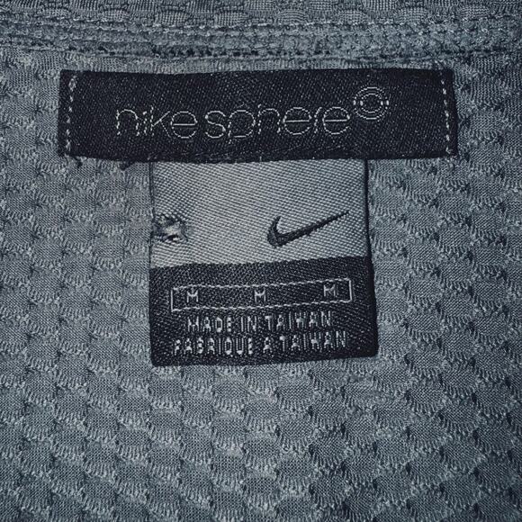 Nike Sphere Mens Medium Gray QTR Zip Long Sleeve Dry Shirt Textured Back Pocket - Picture 7 of 10